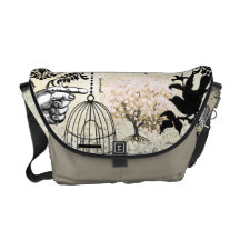 Personalized Pink Heart Leaf Tree Messenger Commuter Bag