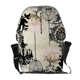 Personalized Pink Heart Leaf Tree Messenger rickshawmessengerbag