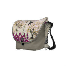 Personalized Pink Heart Leaf Vintage Bird Damask Commuter Bags