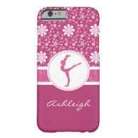 Personalized Pink Hearts and Floral Gymnastics Barely There iPhone 6 Case