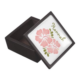 Personalized Bridesmaid Pink Hibiscus Keepsake Box