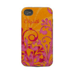 Personalized Pink Orange Floral iPhone 4 Case