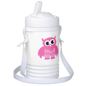 Personalized pink owl beverage cooler for kids igloo beverage cooler