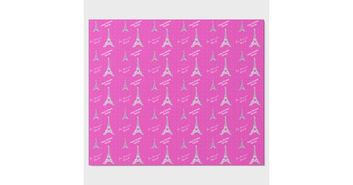 Personalized Pink Paris Eiffel Tower Wrapping Paper Zazzle
