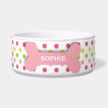Personalized pink polkadots dog bone pet food bowl dog water bowls