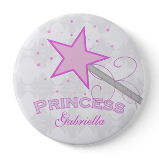 Personalized: Pink Princess Wand Button button
