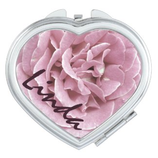 Personalized Pink Rose Compact Mirror