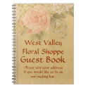 Personalized Pink Rose Floral Guest Book Notebook