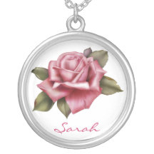 Personalized Pink Rose Valentine Jewelry