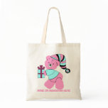 Personalized pink teddy bear name monogram bags