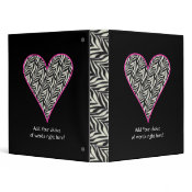 Personalized Pink Trimmed Zebra Heart Binder