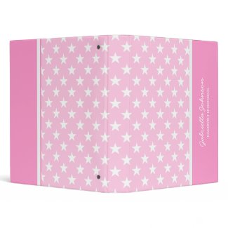 Personalized: Pink With White Stars Binder