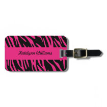 Personalized Pink Zebra Stripe Luggage Tag luggage tags