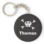 Personalized pirate party favor keychain, scull