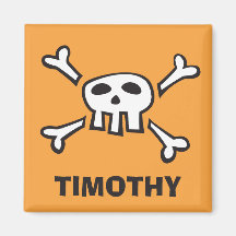 Personalized pirate scull and crossbones magnet