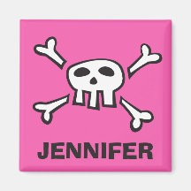 Personalized pirate scull and crossbones magnet