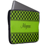 Personalized Plaid Neoprene Laptop Sleeve Green/Bl laptop sleeves