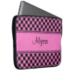 Personalized Plaid Neoprene Laptop Sleeve Pink/Bl laptop sleeves