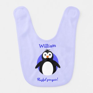 Personalized playful penguin blue