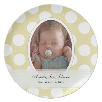 Personalized: Polka Dot Birth Plate plate