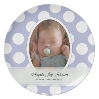 Personalized: Polka Dot Birth Plate plate