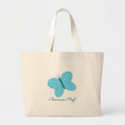 Personalized Polka Dot Butterfly Tote Bag bag