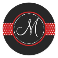 Personalized Polka Dot Ribbon Initial Stickers sticker
