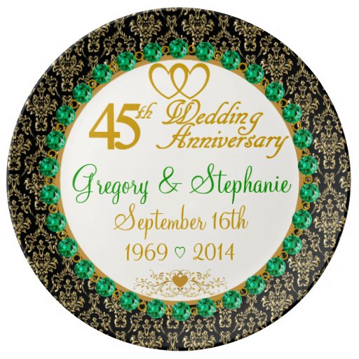 Personalized Porcelain 45th Anniversary Plate Porcelain Plate