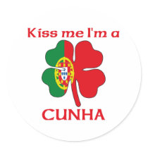 Personalized Portuguese Kiss Me I'm Cunha stickers by KissMeTshirts Personalized Portuguese Kiss Me I'm Cunha stickers