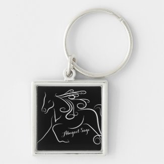 Personalized Pretty Black White Silhouette Horse Silver-Colored Square Keychain