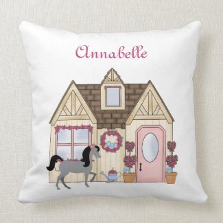 Personalized Pretty Ponies House Horse Pillow