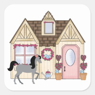 Personalized Pretty Ponies House Horse Sticker