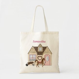 Personalized Pretty Ponies House Horse Tote Bag