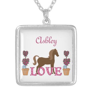 Personalized Pretty Ponies Love Horse Necklace