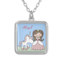 Personalized Princess and Unicorn Necklace