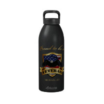 Personalized "proud to be a Veteran" water bottle