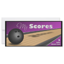 Personalized Purple Bowling Score Cards Rack Cards