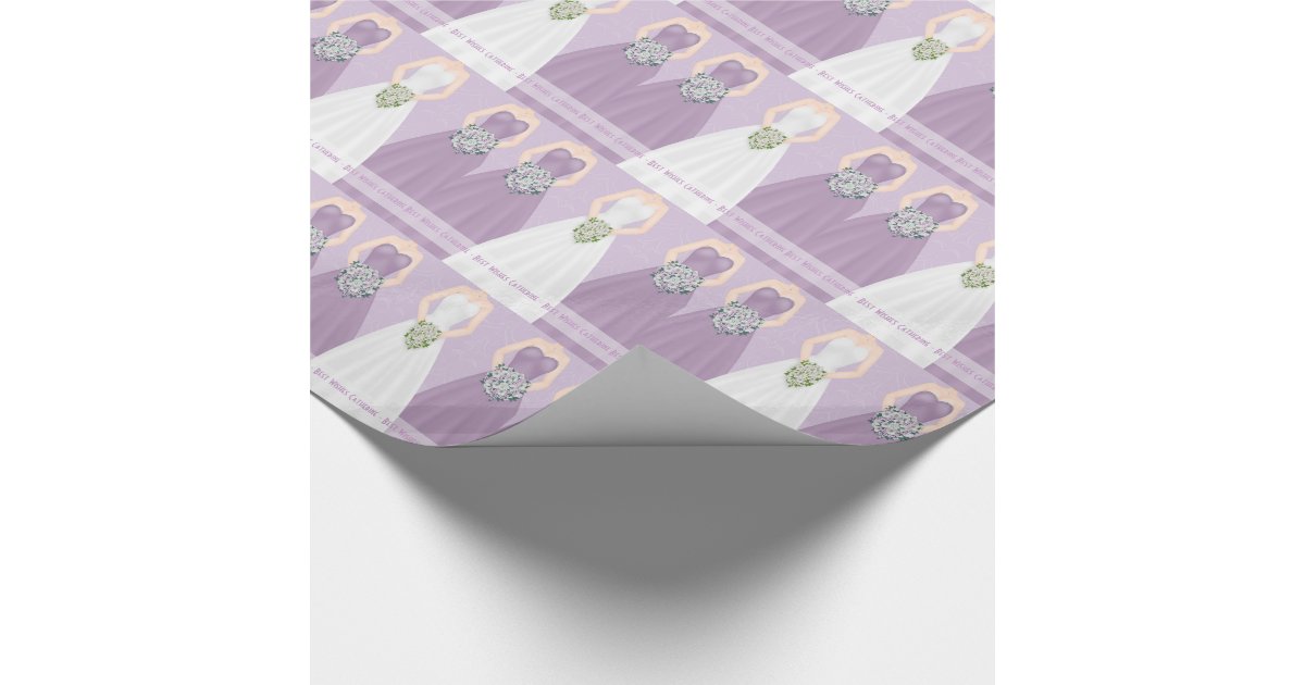 Personalized Purple Bridal Shower Wrapping Paper Zazzle
