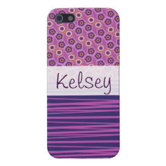 Personalized Purple Circles Stripes iPhone 5 Case