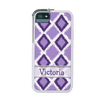 Personalized Purple Diamond Ikat Pattern iPhone 5/5S Cases