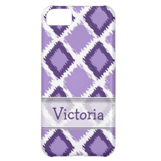 Personalized Purple Diamond Ikat Pattern Cover For iPhone 5C