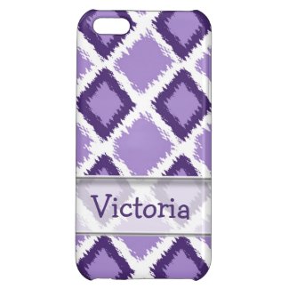 Personalized Purple Diamond Ikat Pattern iPhone 5C Covers