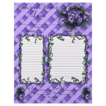 Personalized Purple Flowers design recipe page Custom Letterhead