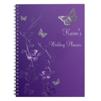 Personalized Purple Gray Butterfly Floral Notebook fuji_notebook