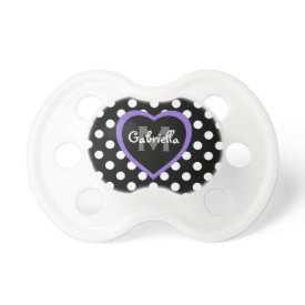 Personalized: Purple Heart Polka-dot Pacifier
