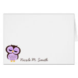 Personalized Purple Owl Notecards