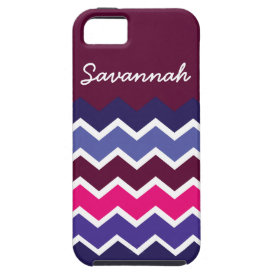 Personalized Purple Pink Blue Chevron Zigzag Case Cover For iPhone 5/5S