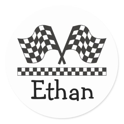 Personalized Racing Rally Flags Gift Round Sticker