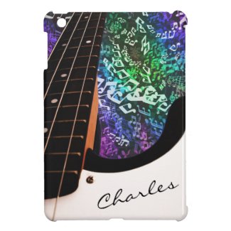 Personalized Rainbow Notes Electric Bass Guitar iPad Mini Cases