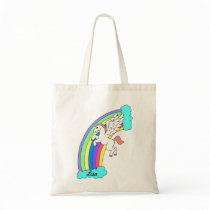 Personalized Rainbow Pegasus Tote Bag